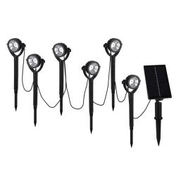Näve LED-spot med jordspyd NOMI, sort, 6 stk. sæt, IP44