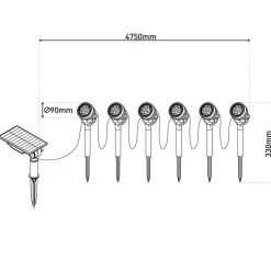Näve LED-spot med jordspyd NOMI, sort, 6 stk. sæt, IP44