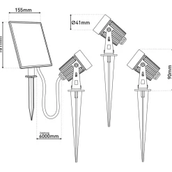 Näve LED-spot med jordspyd SPOTI, sort, 3-sæt, IP44