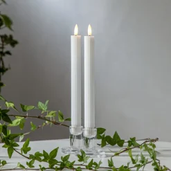 STAR TRADING Dekorationsbelysning|Julepynt>LED-stage Flamme Stripe, hvid, 25 cm, voksbatteri sæt med 2 stk