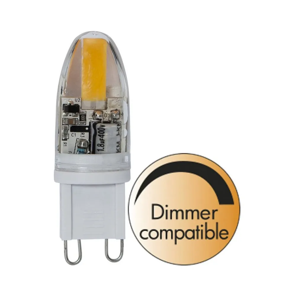 LED-stiftsokkelpære, G9, 1,8 W, klar, 2.800 K, dæmpbar, 200 lm^STAR TRADING Outlet