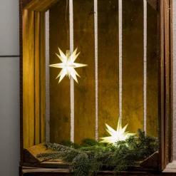 STERNTALER LED-stjerne, ude, 18-takket Ø 12 cm, batteri, hvid