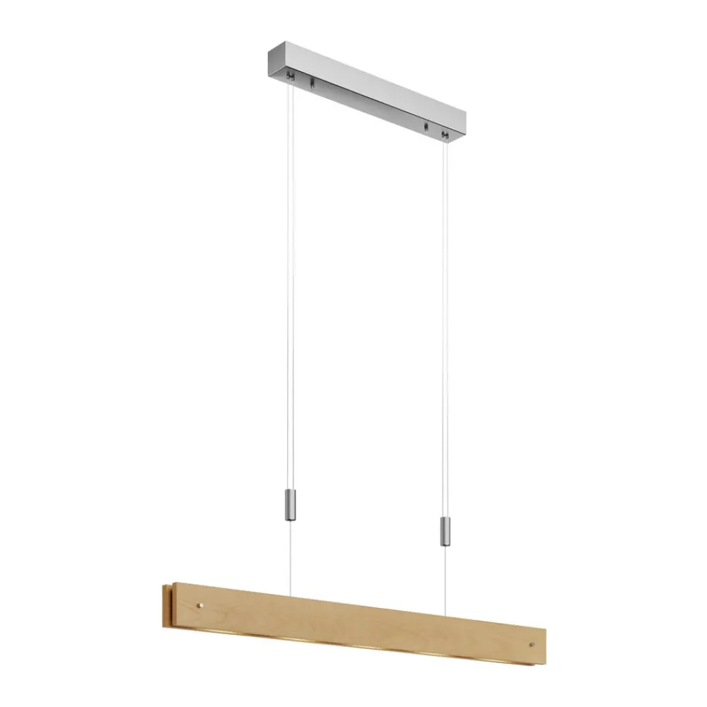 Lucande LED-træpendellampe Karinja med lysdæmper, natur