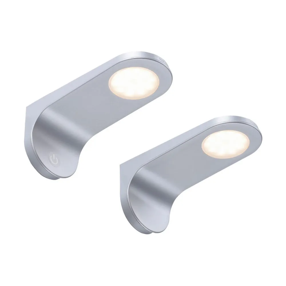 Paul Neuhaus LED-underskabsbelysning Amon, sølv, 15 cm lang, sæt med 2, dæmpbar