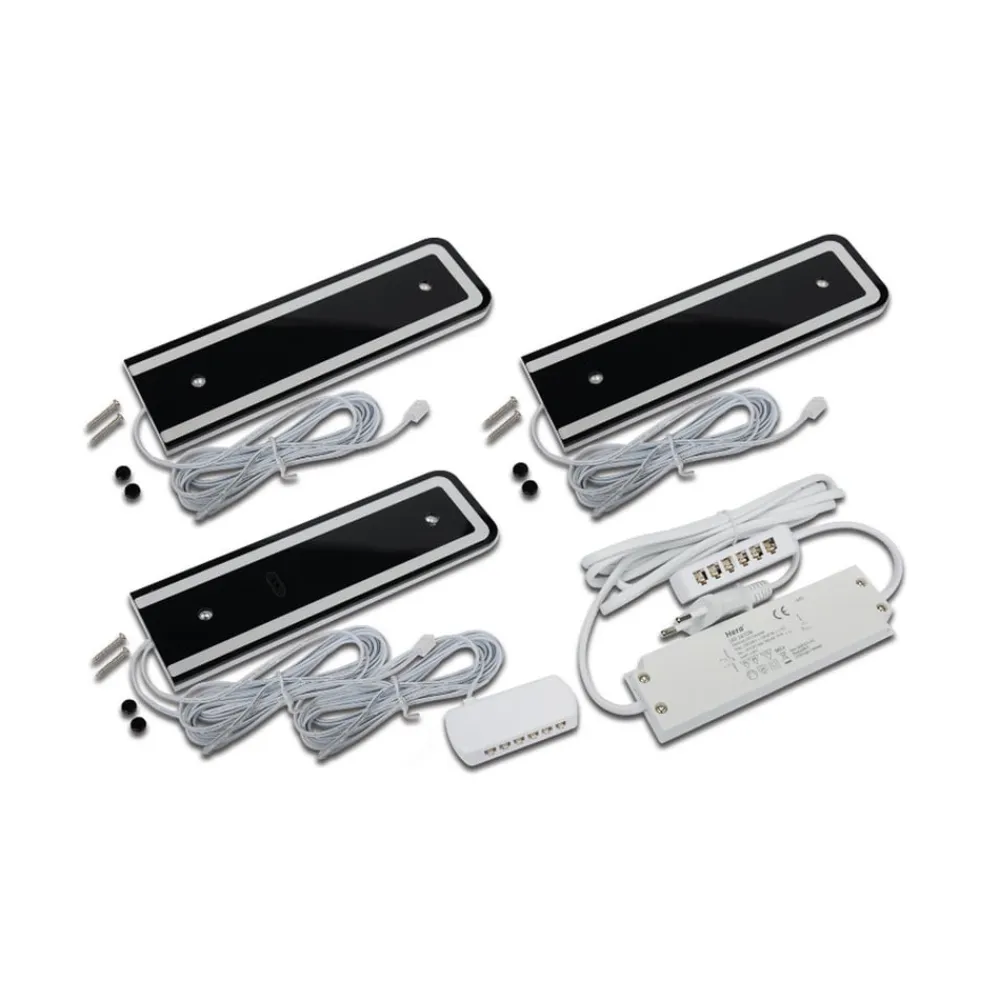Hera Underskabsbelysning>LED-underskabsbelysning U-Pad F, sæt med 3 stk. 4.000K sort Sensor
