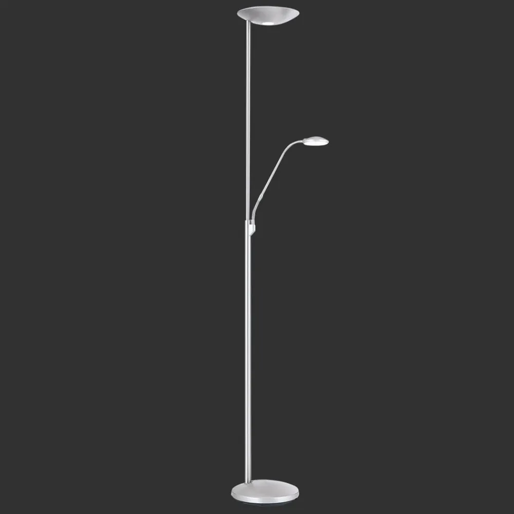 ORION Gulvlamper|Gulvlamper>LED-uplight Cobra med læselampe i nikkel