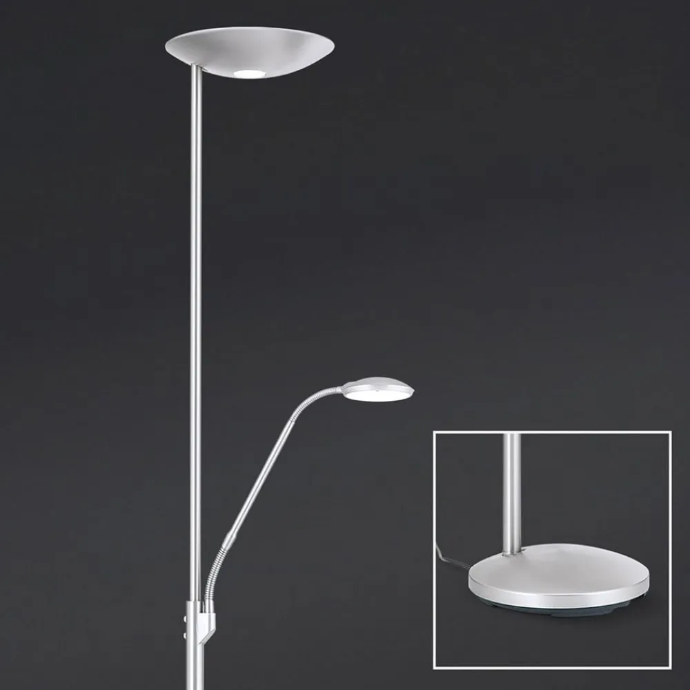ORION Gulvlamper|Gulvlamper>LED-uplight Cobra med læselampe i nikkel