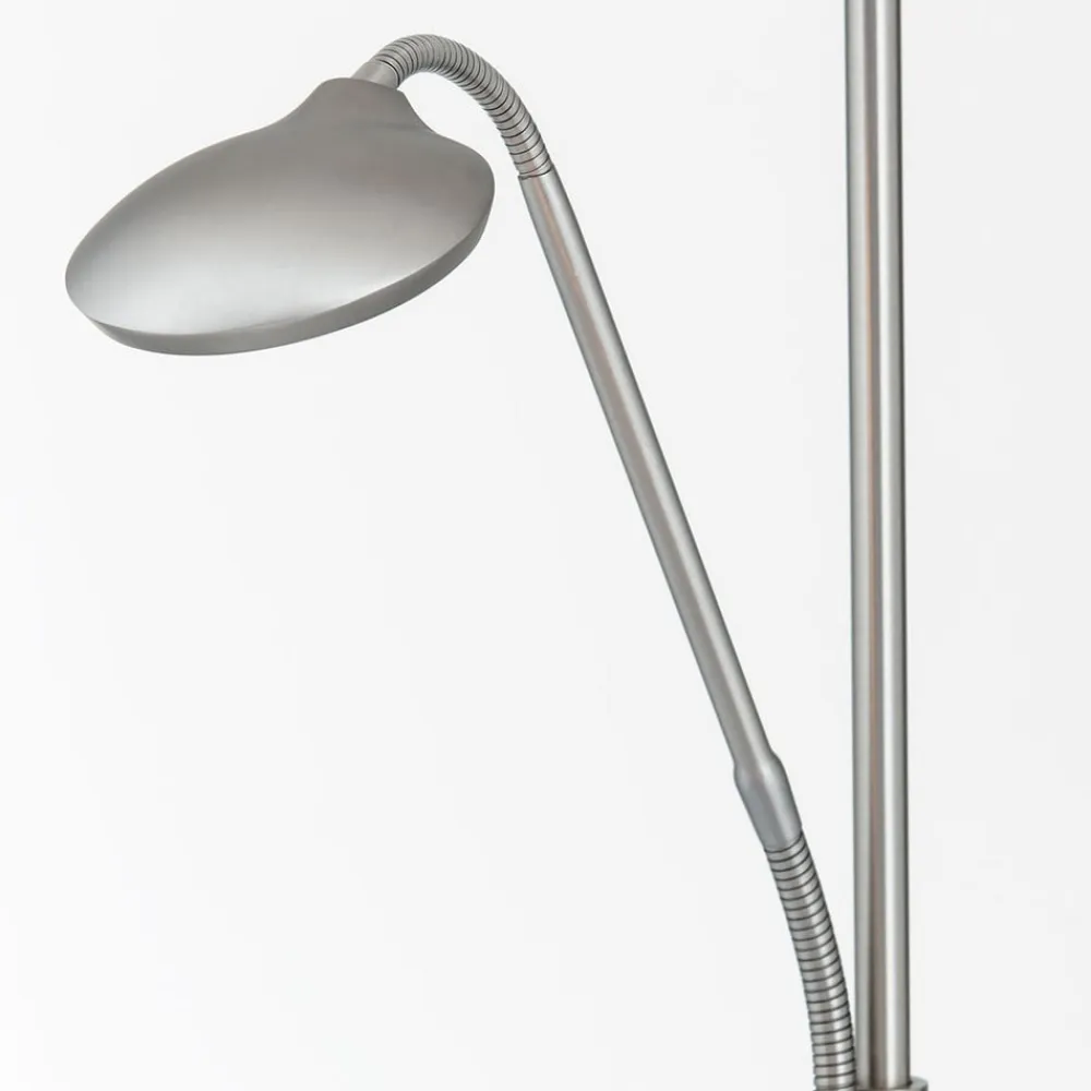 ORION Gulvlamper|Gulvlamper>LED-uplight Cobra med læselampe i nikkel