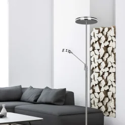 Trio Lighting LED-uplight Franklin, læselampe, nikkel mat