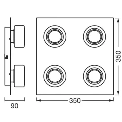 LEDVANCE LED-loftlampe Orbis Flame, krom, 4 lyskilder, IP44