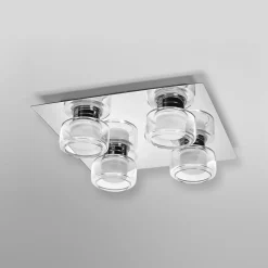 LEDVANCE LED-loftlampe Orbis Flame, krom, 4 lyskilder, IP44