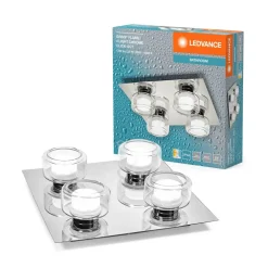 LEDVANCE LED-loftlampe Orbis Flame, krom, 4 lyskilder, IP44