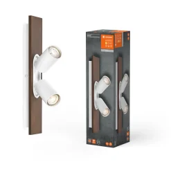 LED-loftspot Mercury GU10, 2-lys, træ/hvid^LEDVANCE Clearance