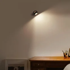 LEDVANCE Pluto LED-vægspot, stål, træ, sort