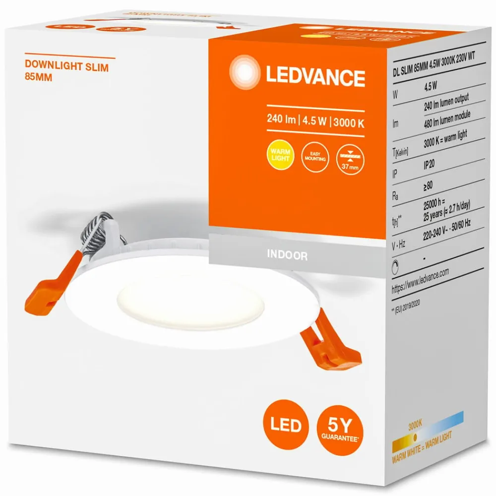 LEDVANCE Recess Slim LED-indbygningslampe Ø8,5 cm 3000K