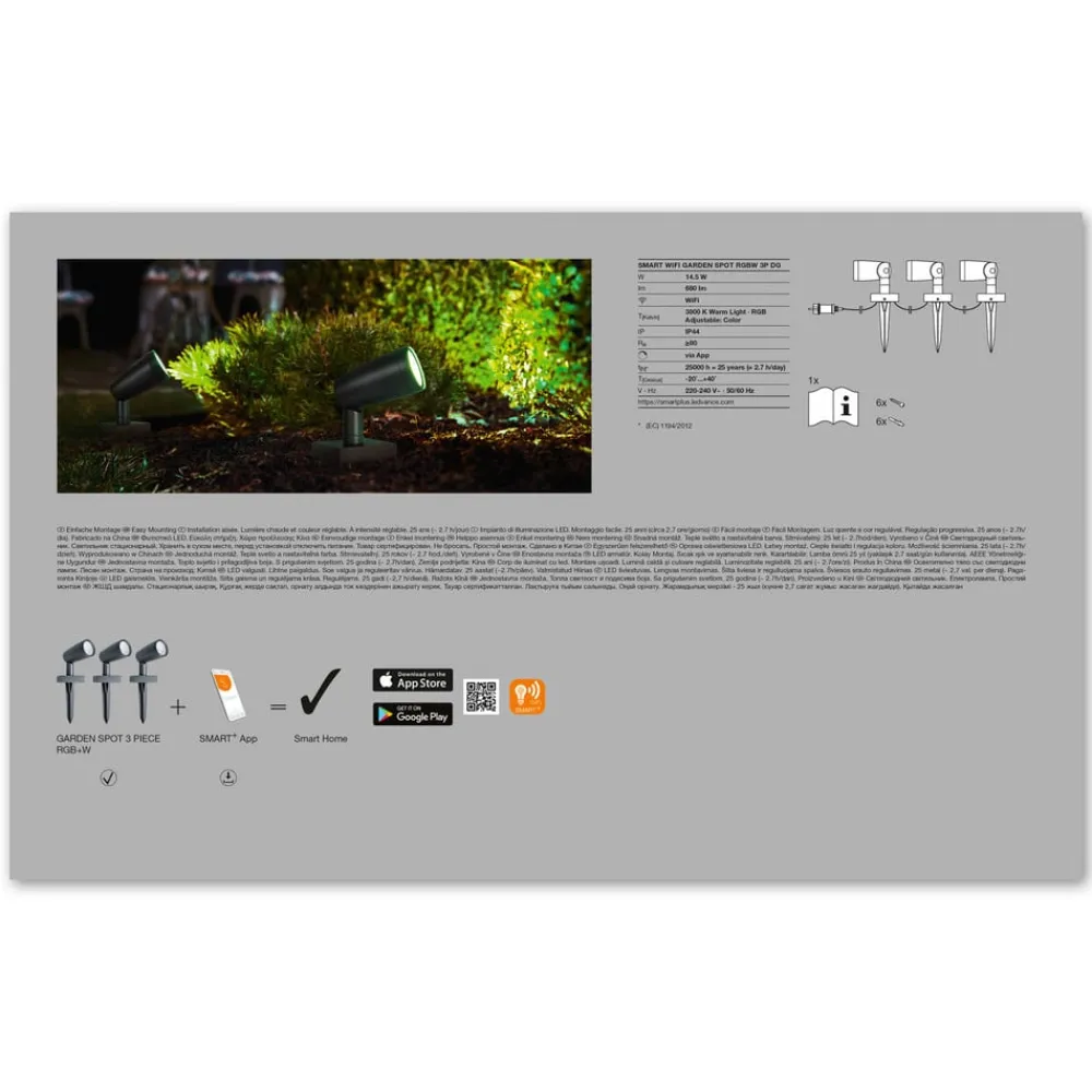 LEDVANCE SMART+ Udendørs Spot>WiFi havespot i 3 dele