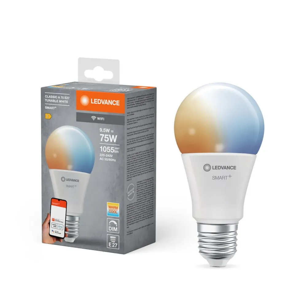 LEDVANCE SMART+ WiFi LED-pære Classic, E27 9,5 W CCT