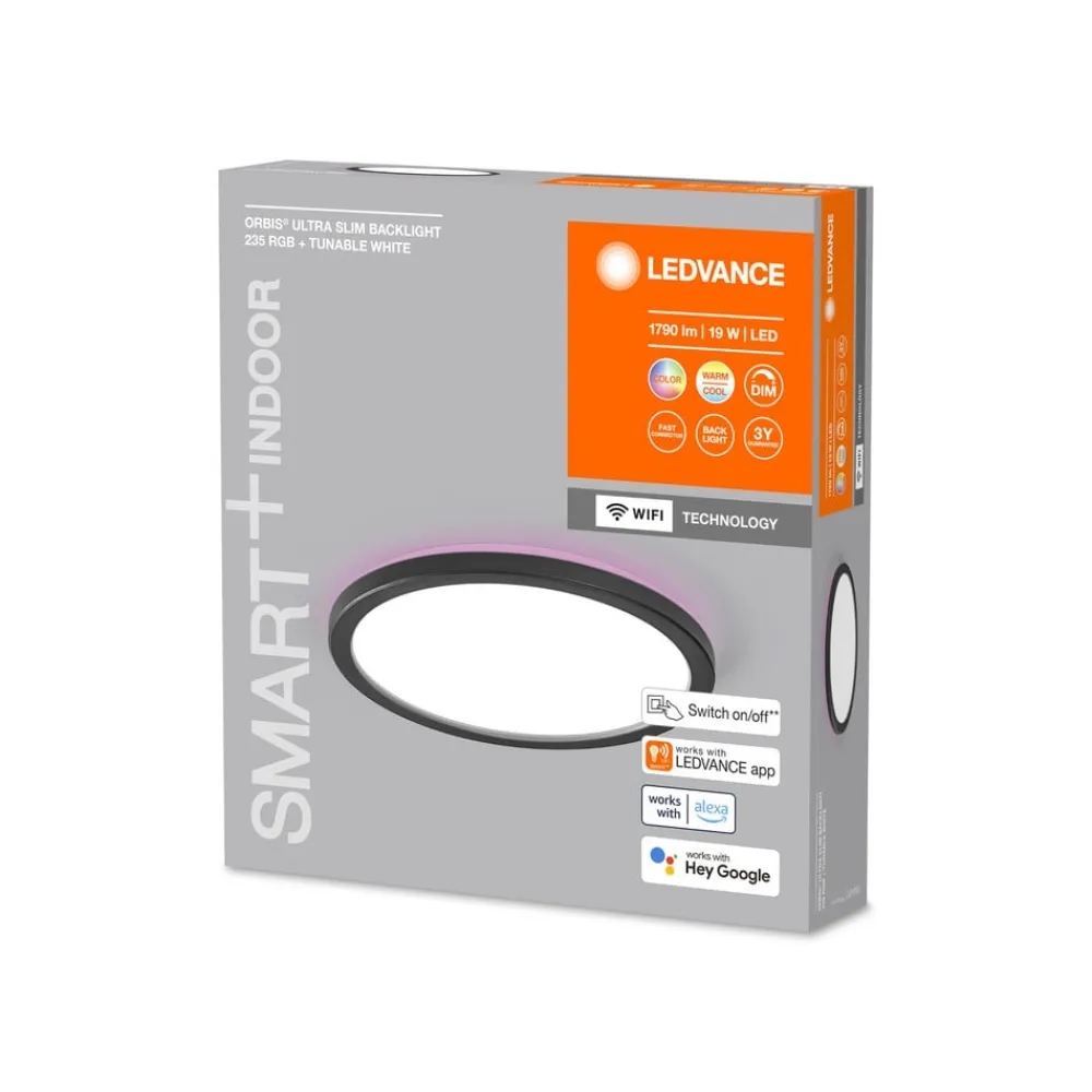 LEDVANCE SMART+ WiFi Orbis Ultra Slim Baggrundsbelysning, Ø24cm sort