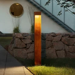 Konstsmide Gadebelysning>LED-vejlampe Rho, rustfarvet, højde 100 cm, metal, IP54