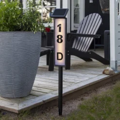 STAR TRADING LED-vejlampe solcelle Pathy med husnummer