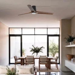 LED-ventilator Heywood L, sort/træfarvet, DC, støjsvag, CCT^FARO BARCELONA