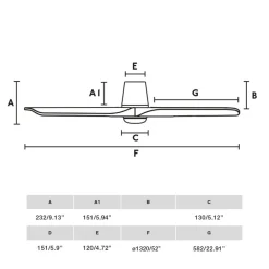 LED-ventilator Heywood L, sort/træfarvet, DC, støjsvag, CCT^FARO BARCELONA