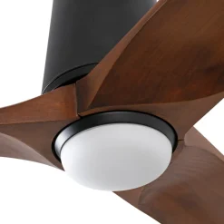 LED-ventilator Heywood L, sort/træfarvet, DC, støjsvag, CCT^FARO BARCELONA