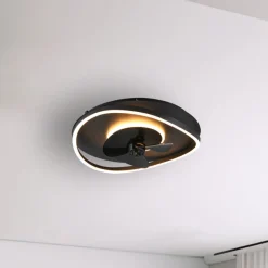 Reality Leuchten LED-ventilator Sortland, DC, støjsvag, 50 cm, CCT, fjernbetjening