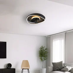 Reality Leuchten LED-ventilator Sortland, DC, støjsvag, 50 cm, CCT, fjernbetjening