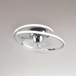 Reality Leuchten LED-ventilator Umea, krom, DC, støjsvag, Ø 50 cm, CCT, fjernbetjening