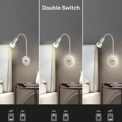 LED-væglampe 2178012 dobbelt switch, mat nikkel^Briloner Outlet