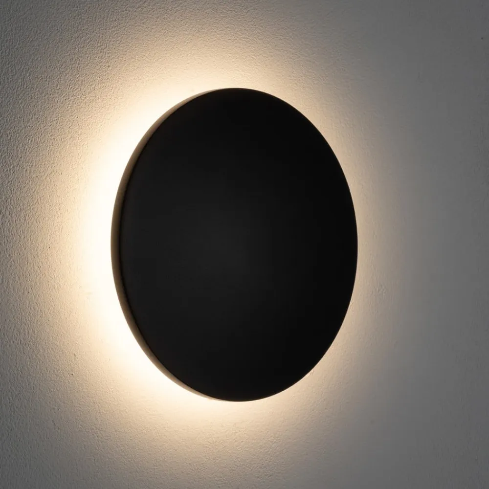 Nowodvorski Lighting LED-væglampe Aria M, sort, aluminium, Ø 18 cm