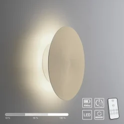 LED-væglampe batteri Puntua Ø 18 cm messing mat^Paul Neuhaus Discount