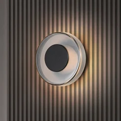 LED-væglampe Celeste, sort/krom, Ø 22 cm glas dæmpbar^Trio Lighting