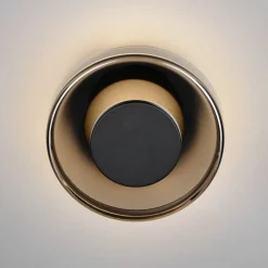 LED-væglampe Celeste, sort/krom, Ø 22 cm glas dæmpbar^Trio Lighting