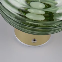 Reality Leuchten LED-væglampe Earl, messing/grøn, glas, Ø 15,5 cm