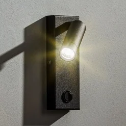 TK Lighting Væglamper>LED-væglampe Enzo kantet med afbryder, sort