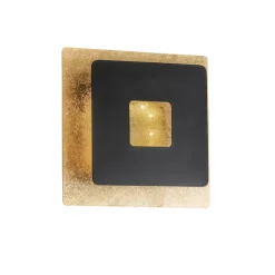 FISCHER & HONSEL Væglamper>LED-væglampe Hennes, bredde 18 cm, bladguld/sort