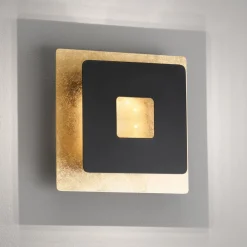 FISCHER & HONSEL Væglamper>LED-væglampe Hennes, bredde 18 cm, bladguld/sort