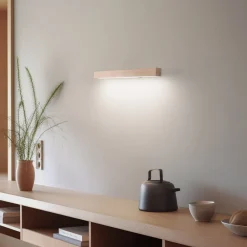 LED-væglampe i træ Teo, fyr, 46 cm, 3000 K^TK Lighting