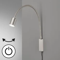 LED-væglampe Justi, nikkelfarvet, højde 52 cm, metal^FISCHER & HONSEL Hot