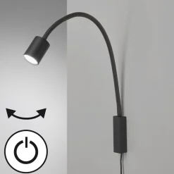 LED-væglampe Justi, sandsort, højde 52 cm, metal^FISCHER & HONSEL Clearance