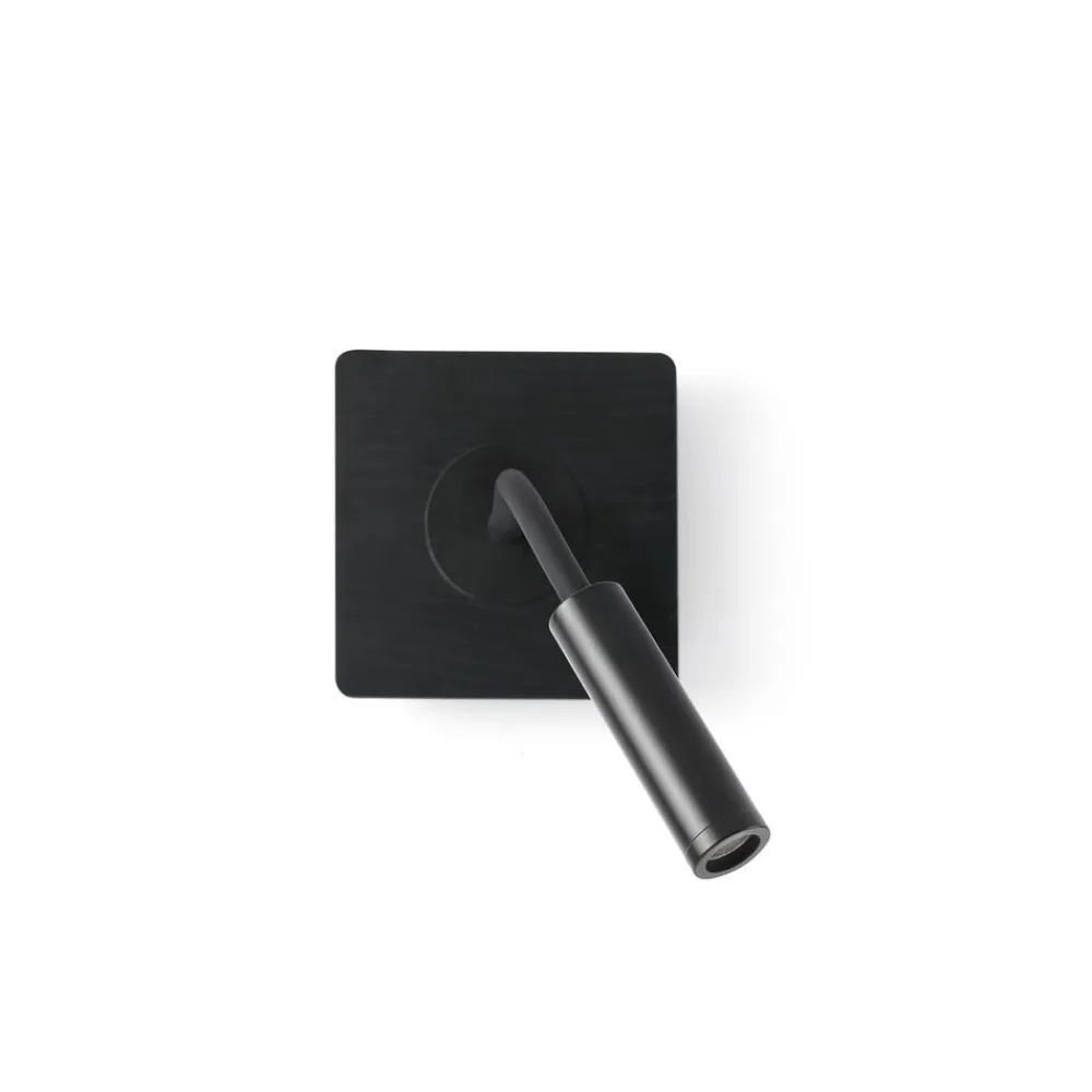 FARO BARCELONA LED-væglampe Mood, sort, træ, metal, udspring 33 cm