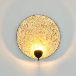 Holländer Væglamper>LED-væglampe Traversa, skinnende guld, Ø 35 cm