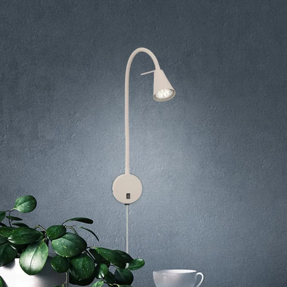 Briloner LED-væglampe Tusa, beige, metal, 45 cm, fleksibel arm, GU10