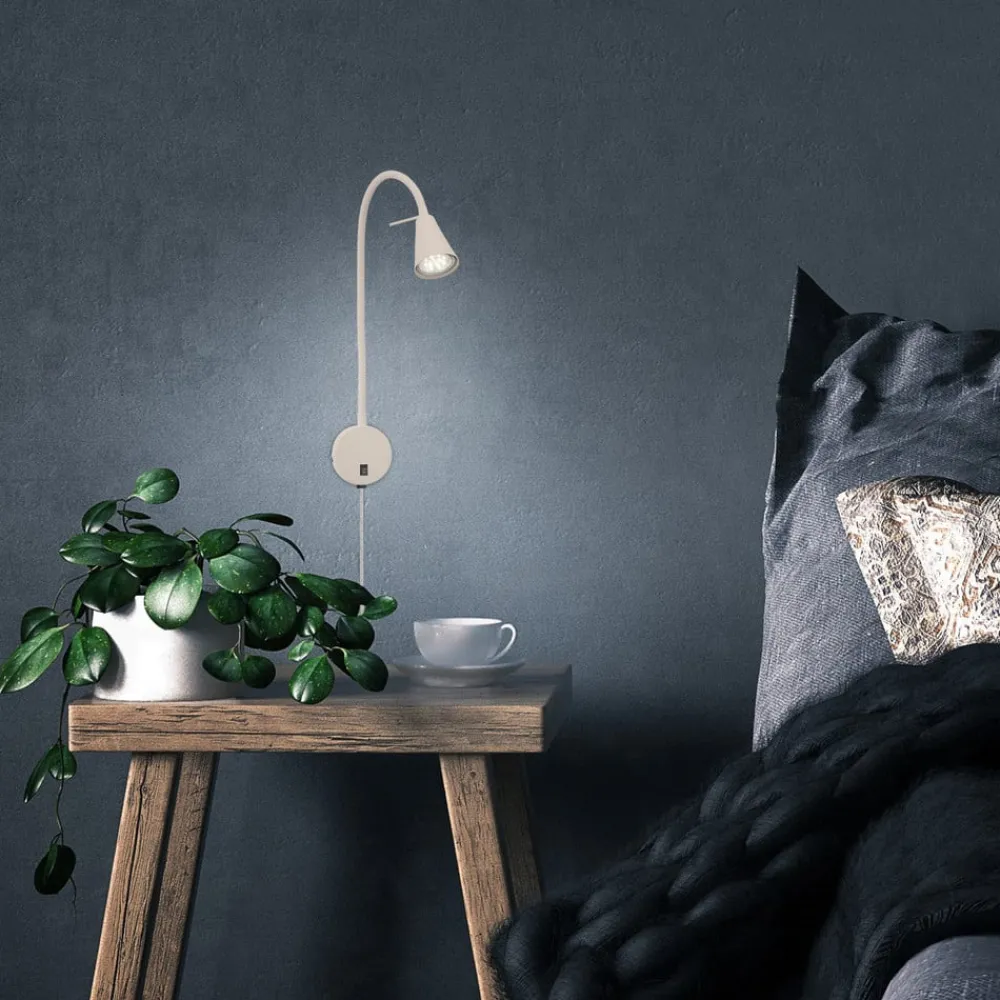 Briloner LED-væglampe Tusa, beige, metal, 45 cm, fleksibel arm, GU10