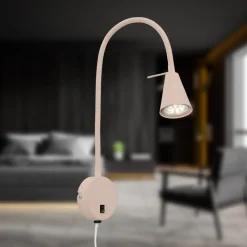 Briloner LED-væglampe Tusa, beige, metal, 45 cm, fleksibel arm, GU10