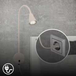 Briloner LED-væglampe Tusa, beige, metal, 45 cm, fleksibel arm, GU10