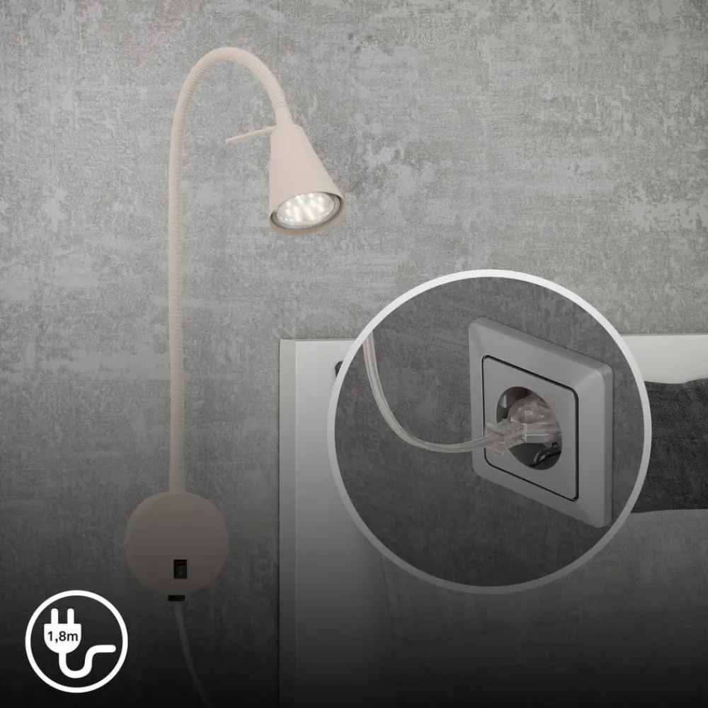 Briloner LED-væglampe Tusa, beige, metal, 45 cm, fleksibel arm, GU10
