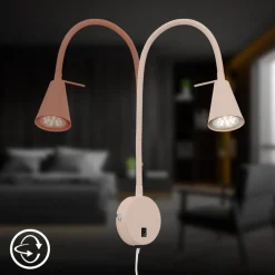 Briloner LED-væglampe Tusa, beige, metal, 45 cm, fleksibel arm, GU10